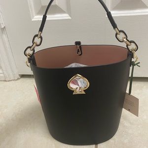 Kate Spade black pvc leather bucket purse